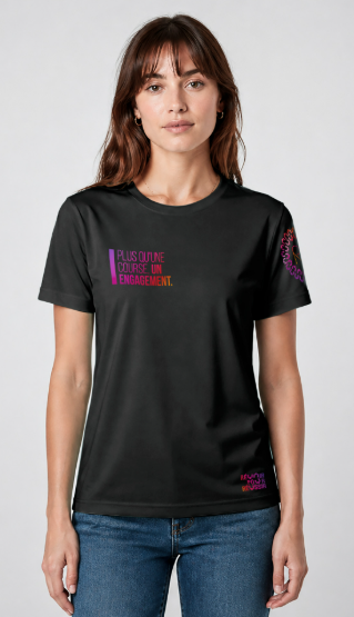 T-shirt Coton Noir - Plus qu'une course, un engagement.